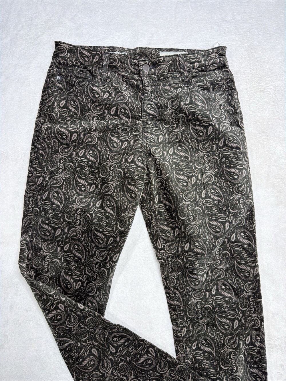 AG Adriano Goldschmied Anthropologie Stevie Velvet Pants Paisley Boho Goth 32R